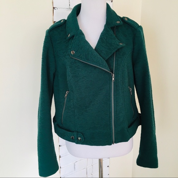 torrid Jackets & Blazers - Torrid 1 Moto Jacket Green Floral Lace Zip 14 / 16